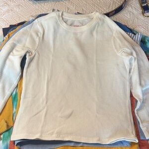 Cat & Jack Light Cream Waffleknit Crewneck Like New